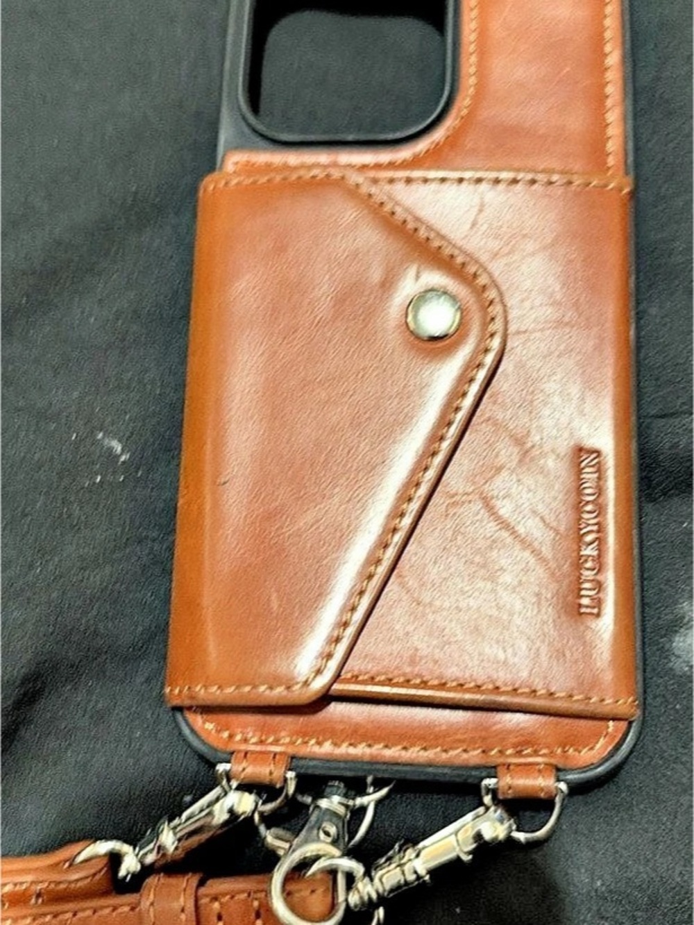 LUCKYCOIN Crossbody Wallet Case Set Brown & Black